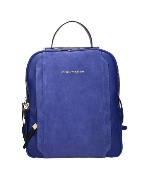 Piquadro Blue Leather Backpacks