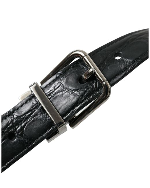Dolce & Gabbana Black Elegant Leather Belt With Metal Buckle