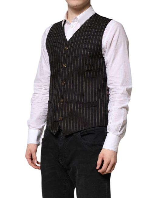 Dolce & Gabbana Black Pinstripe Vest Formal Wear for men