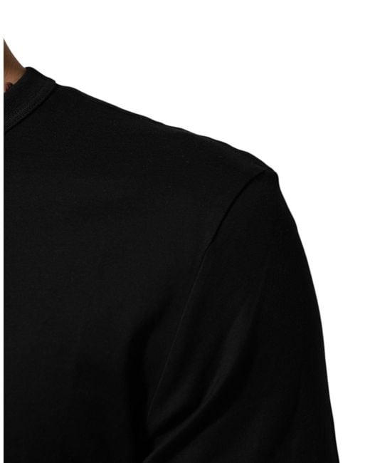 Dolce & Gabbana Black Logo Embroidered Tshirt for men