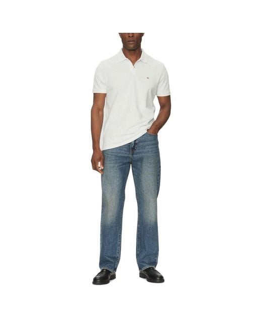 Calvin Klein White Cotton Polo Shirt for men