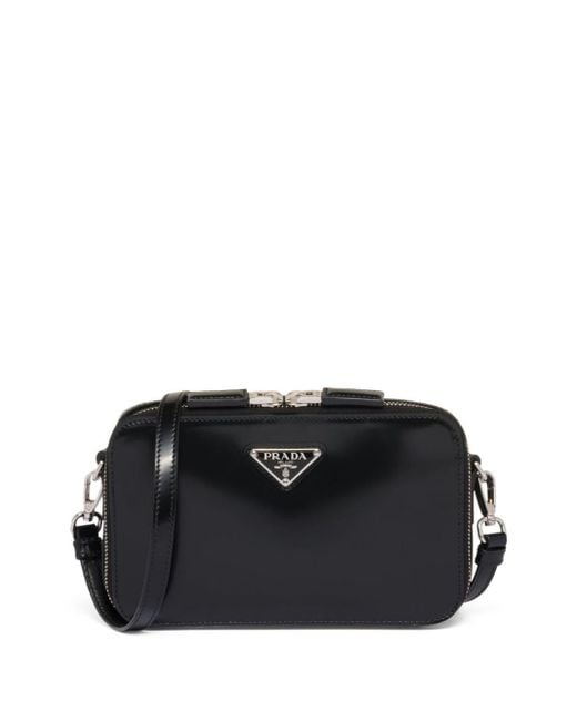 Prada Black Small Brique Brushed Crossbody Bag for men