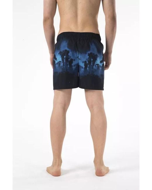 Just Cavalli Blue Swim Trunks Allover Print for men