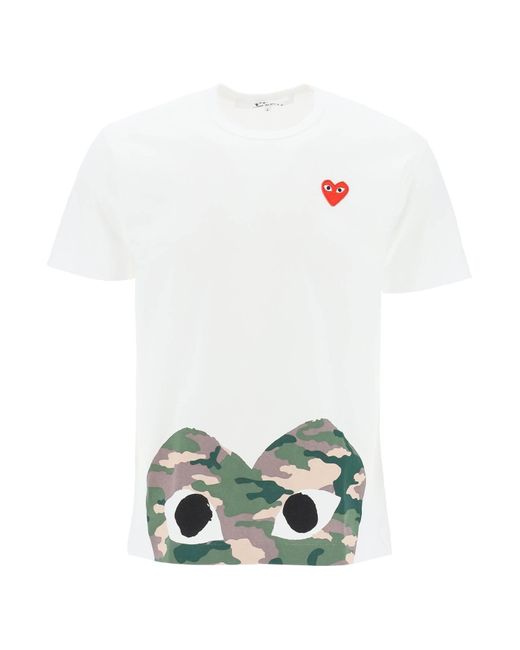 COMME DES GARÇONS PLAY White Heart Camou T-Shirt for men