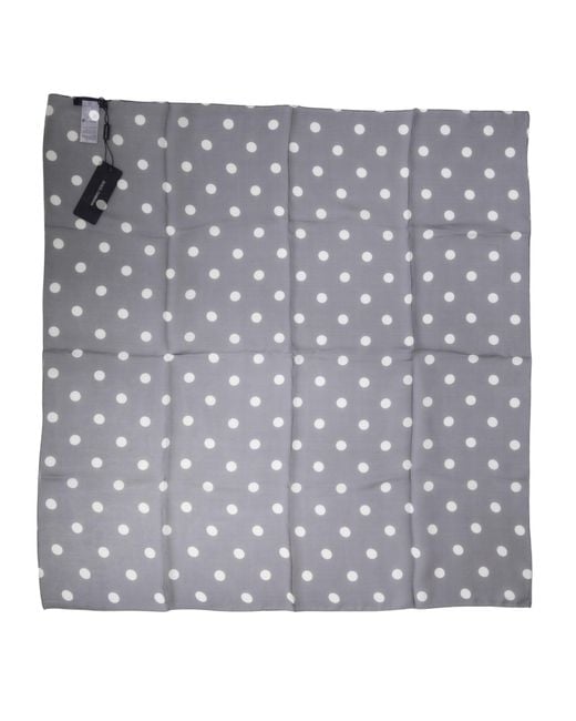 Dolce & Gabbana Gray Polka Dot Silk Square Foulard 91.5Cm X 89.5Cm Scarf for men