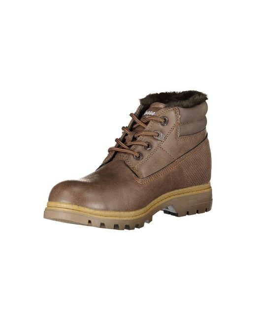 Carrera Brown Chic Lace-Up Boots With Contrast Details