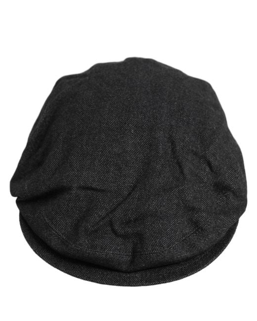 Dolce & Gabbana Men Black Cotton Flat Cloth Newsboy Cap Hat for men