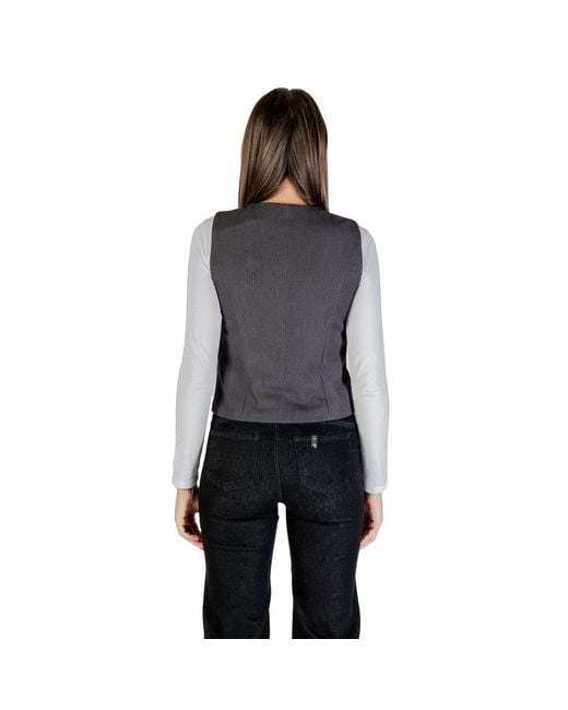 ONLY Black Gray Polyester Waistcoat