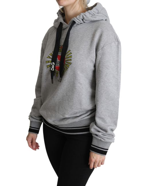 Dolce & Gabbana Gray Grey Printed Hooded Exclusive Logo Sweater