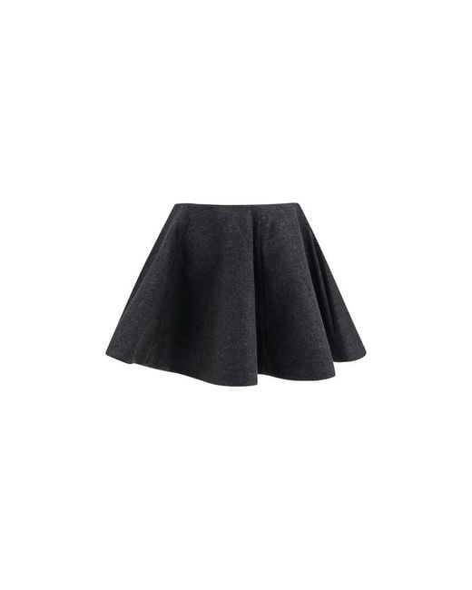 Ganni Black Gray Wool Oves Aries Midi Skirt