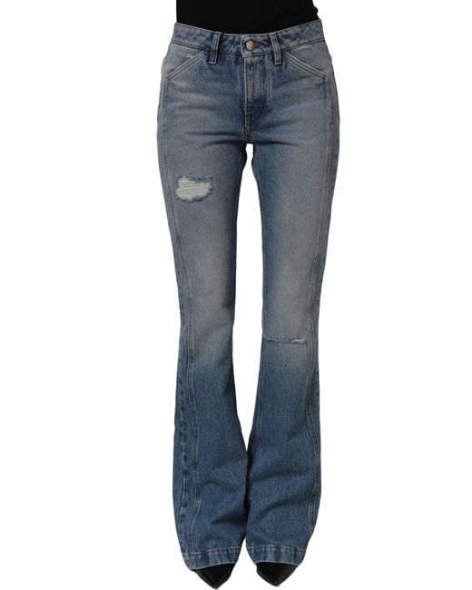 Dolce & Gabbana Blue Cotton Boot Cut Denim Trouser Jeans