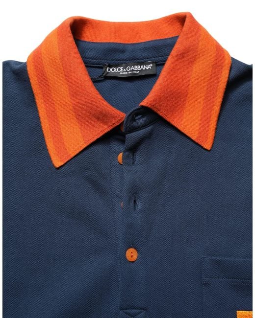 Dolce & Gabbana Navy Blue Cotton Logo Short Sleeves Men Polo T for men