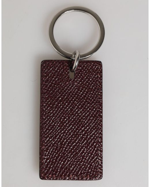Dolce & Gabbana Multicolor Bordeaux Leather Logo Metal Ring Men Keychain Keyring for men