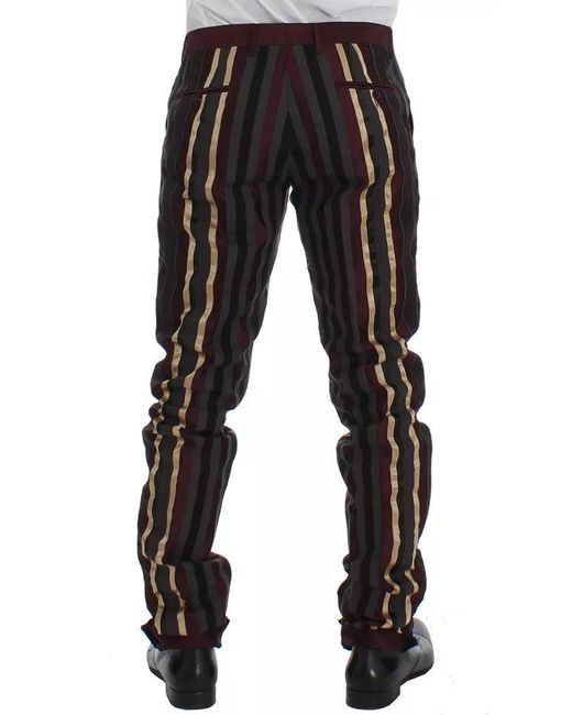 Dolce & Gabbana Black Multicolor Striped Runway 3 Piece Slim Fit Vest Suit for men