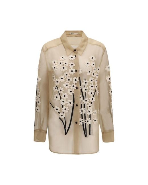 Khaite Natural Beige Silk Pattern Shirt