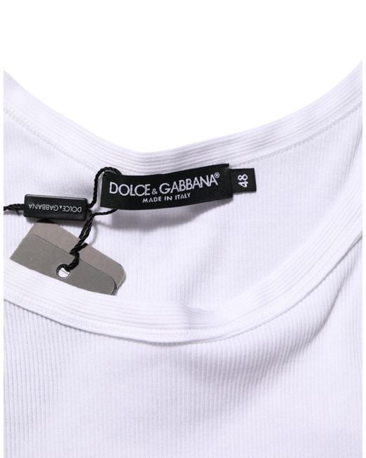 Dolce & Gabbana White Ribbed Tank Top for men