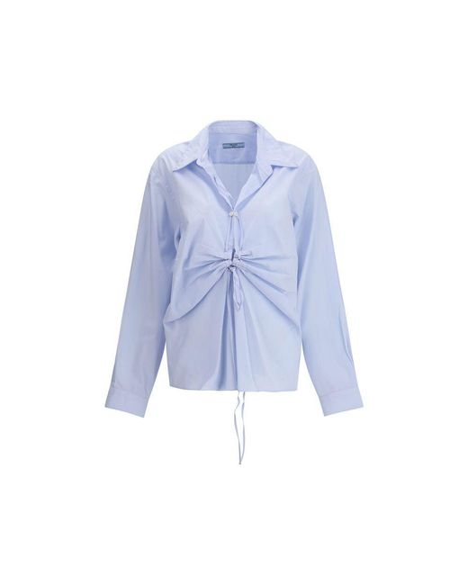 Prada Women's Light Blue Cotton Dress Shirt