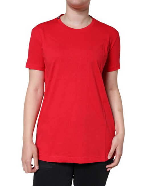 Dolce & Gabbana Red Cotton Crew Neck Short Sleeve Tee T-Shirt