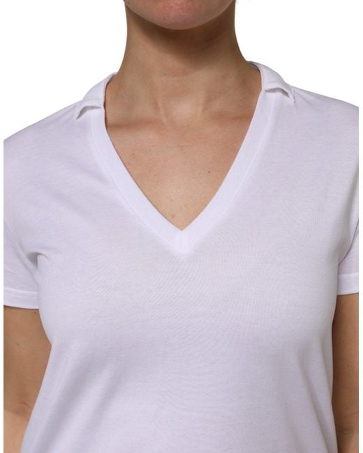 Dolce & Gabbana Purple V-Neck Cotton Short Sleeves T-Shirt