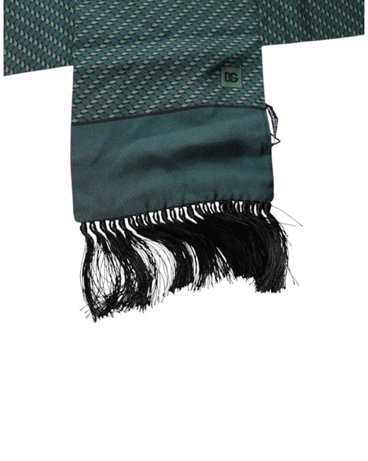 Dolce & Gabbana Green Fantasy Fringes Neck Wrap Scarf for men
