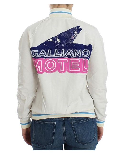 John Galliano White Mock Zip Cardigan Sweatshirt Sweater