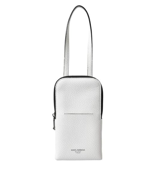 Dolce & Gabbana White Leather Purse Crossbody Sling Phone Bag for men