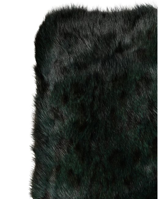 Dolce & Gabbana Green Stripe Fur Shawl Neck Wrap 180Cm X49Cm Scarf
