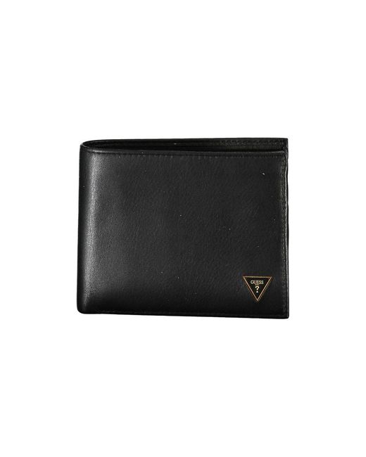Guess Black Sleek Leather Bifold Wallet With Coin Purse for men