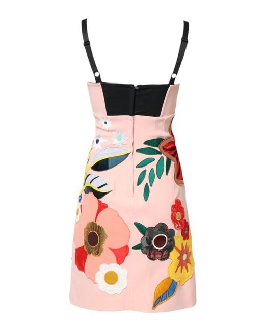 Dolce & Gabbana White Pink Floral Print Spaghetti Strap Mini Dress for men