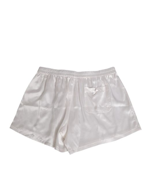 Dolce & Gabbana Gray White Silk Satin Elastic Men Boxer Short Swimwear for men
