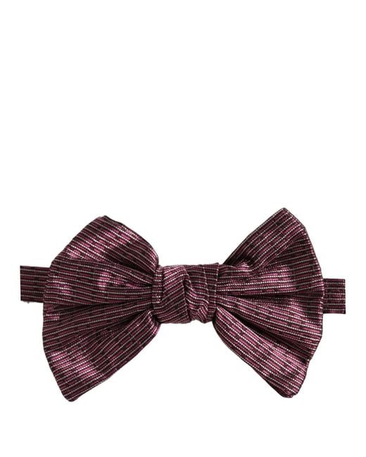 Dolce & Gabbana Purple Men Maroon 100% Silk Adjustable Neck Papillon Bow Tie for men