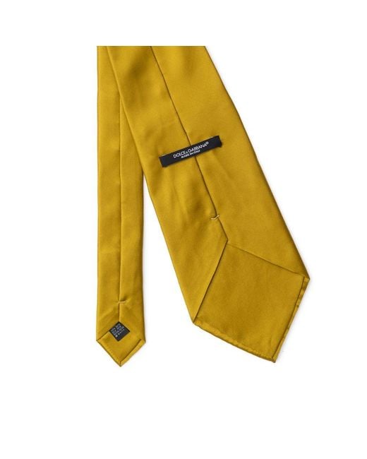 Dolce & Gabbana Yellow Solid Silk Necktie for men