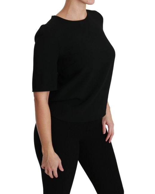 Dolce & Gabbana Dolce Gabbana Black Short Sleeve Casual Top Stretch Blouse