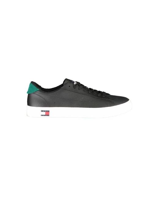 Tommy Hilfiger Black Leather Men Sneaker for men