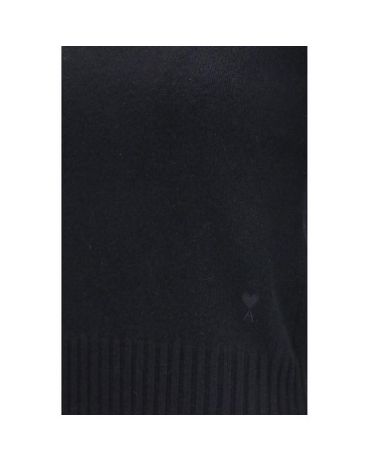 AMI Blue Black Cashmere Turtleneck