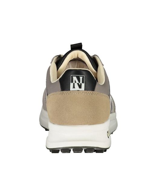 Napapijri Gray Sleek Laced Sports Sneakers With Contrast Accents for men