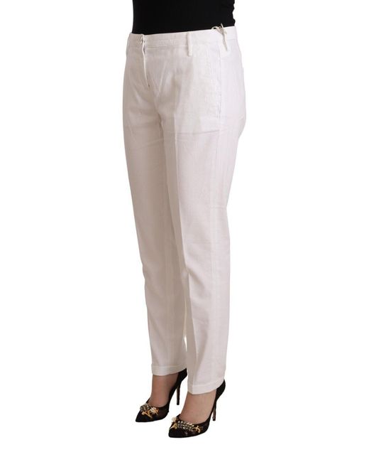Jacob Cohen White Mid Waist Tapered Birgitte Pants