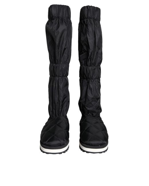 Dolce & Gabbana Black Quilted High Top Boots Sneakers Shoes for men