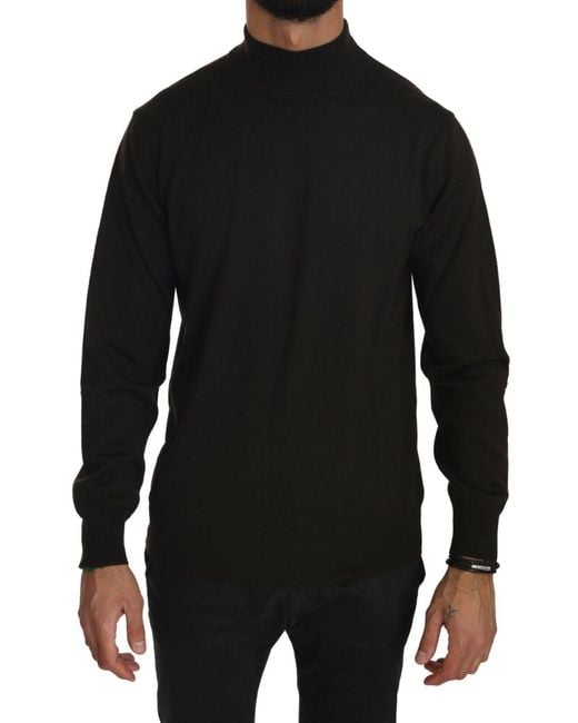 Mila Schon Black Mila Schön Turtle Neck Pullover Wool Sweater for men