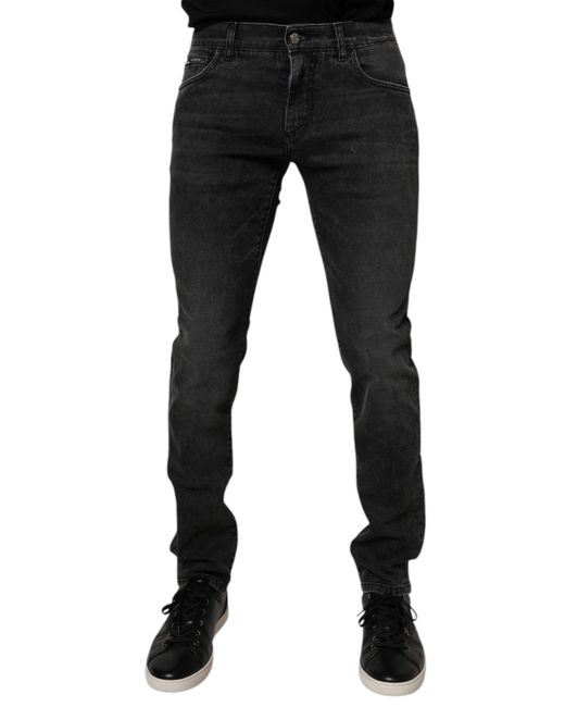 Dolce Gabbana Black Cotton Stretch Skinny Men Denim Jeans
