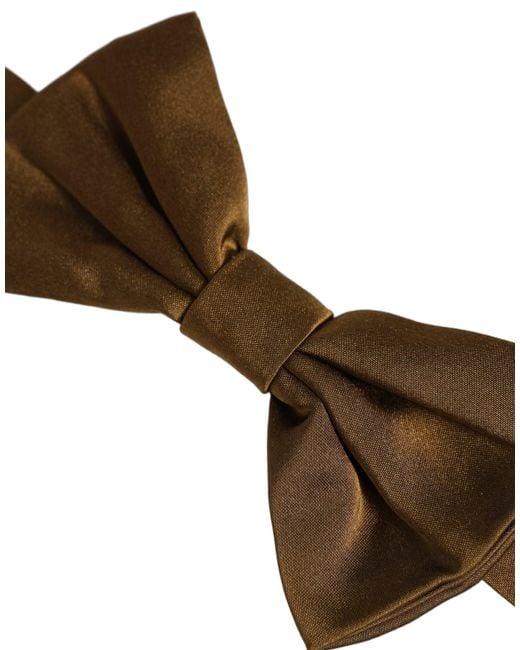 Dolce & Gabbana Men Brown 100% Silk Adjustable Neck Papillon Bow Tie for men