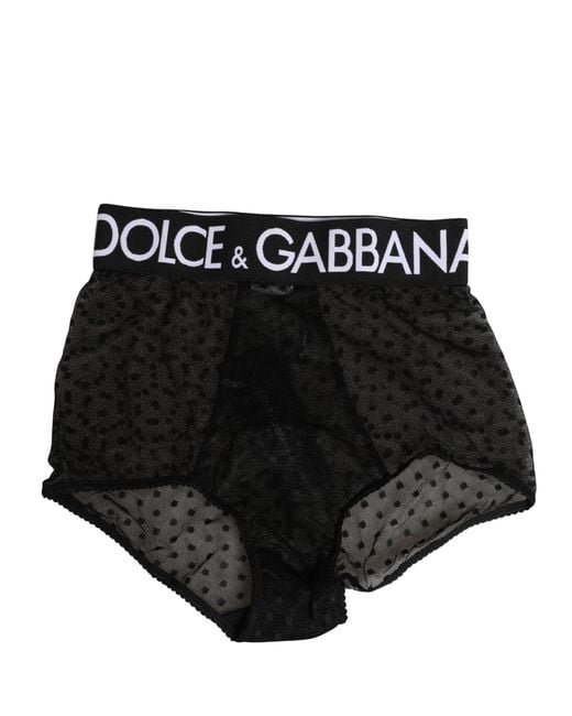 Dolce & Gabbana Black Logo Girdle High Waist Panty Underwear