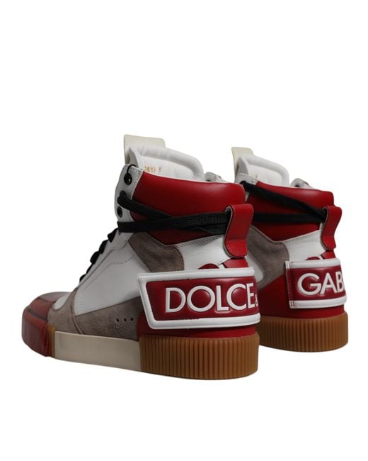 Dolce & Gabbana Brown Leather High Top Sneakers Shoes for men