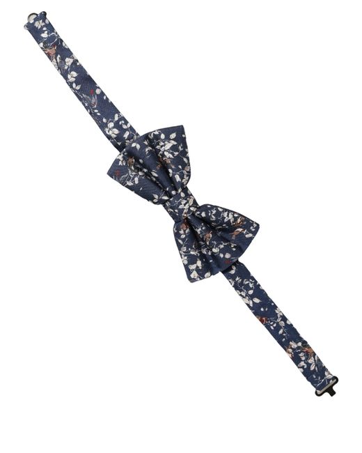 Dolce & Gabbana Men Navy Blue Floral Adjustable Neck Papillon Bow Tie for men