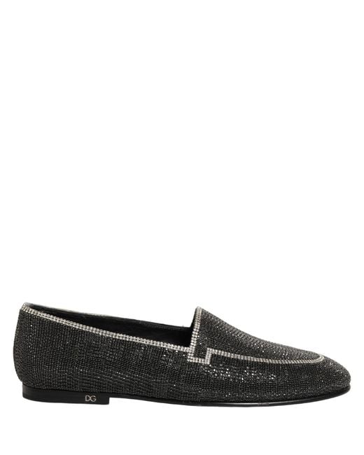 Dolce & Gabbana Black Crystal Embellished Men Loafers Shoes for men