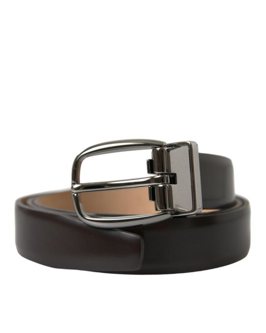Dolce & Gabbana Black Elegant Dark Calf Leather Belt for men