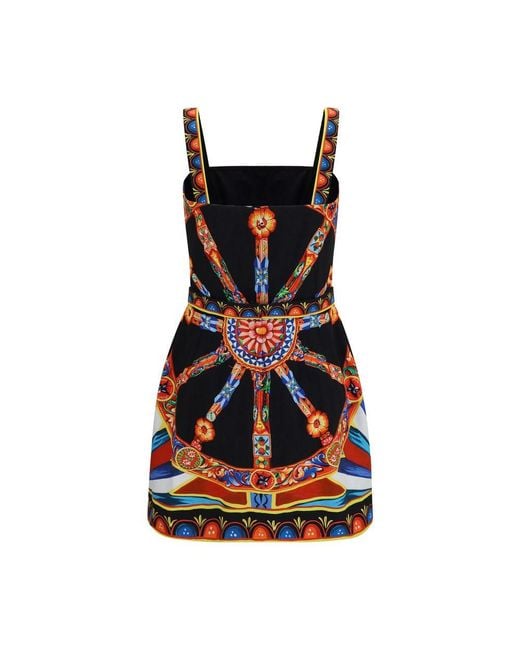 Dolce & Gabbana Black Multicolor Cotton Casual Dress