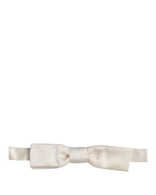 Dolce & Gabbana Gray Men White 100% Silk Adjustable Neck Papillon Bow Tie for men