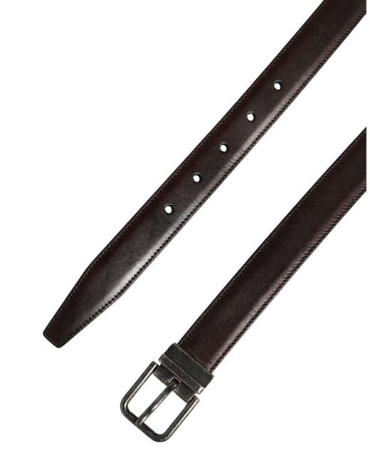 Dolce & Gabbana Brown Classic Leather Metal Buckle Belt Calf for men