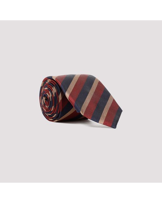 Dunhill Red Black Ink Mulberry Silk Regimental Woven 8cm Tie for men
